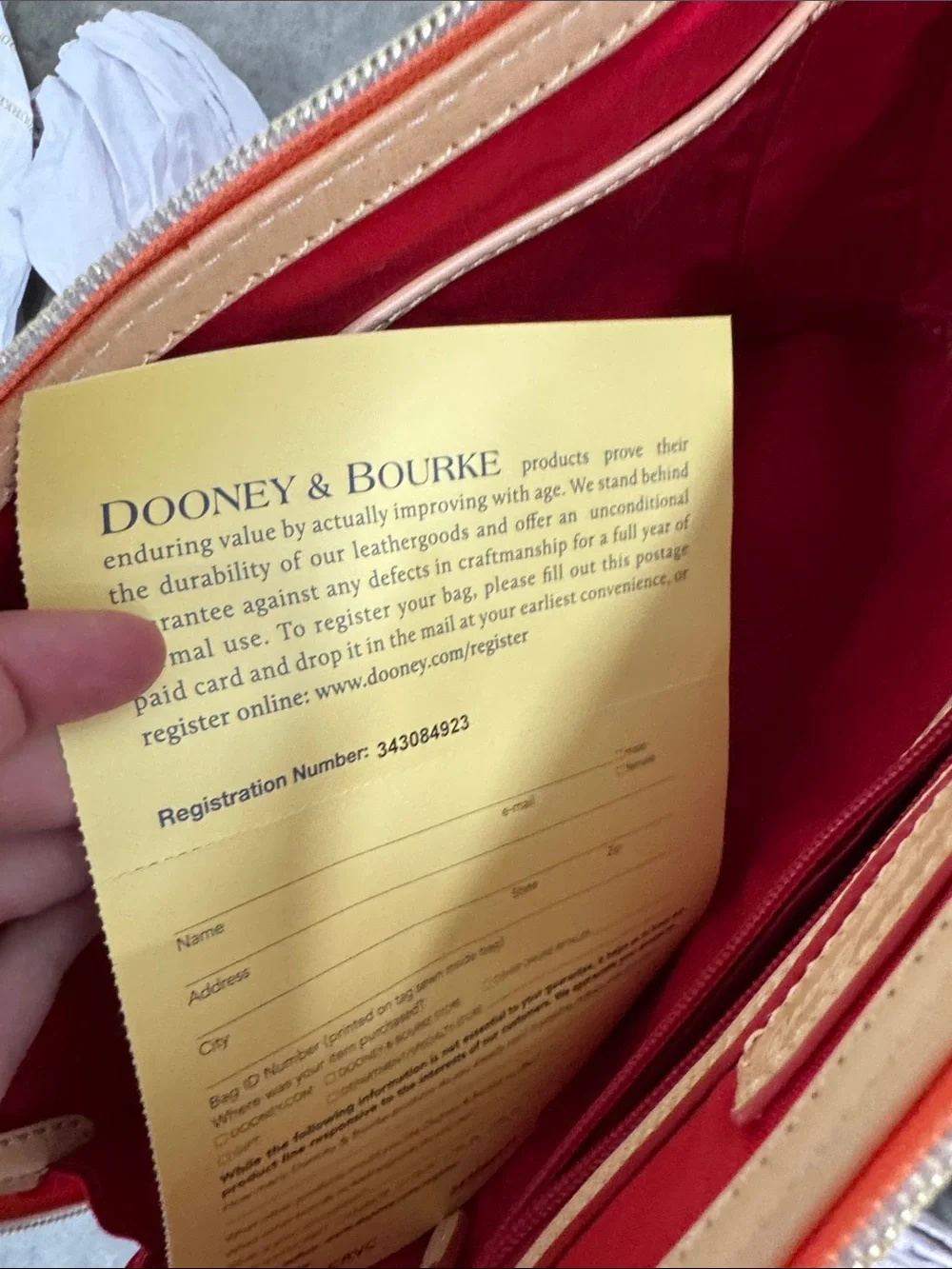 Dooney & Bourke Orange and Cream Plaid Satchel with Tan Trim